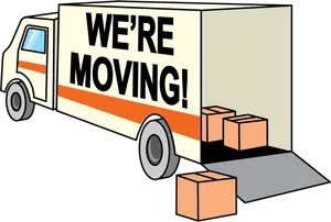 Moving Announcement Truck Illustration PNG image