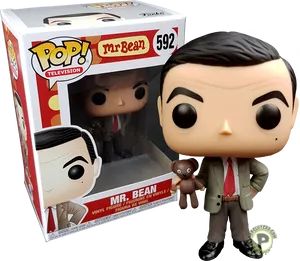 Mr Bean Funko Pop Figure With Teddy PNG image