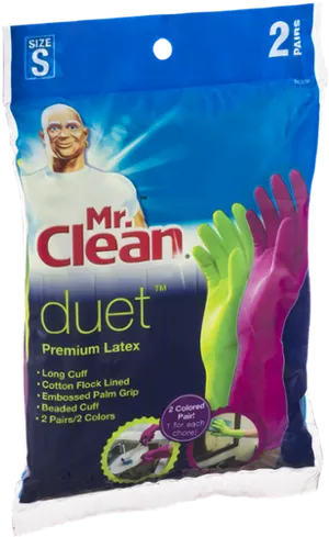 Mr Clean Duet Premium Latex Gloves Package PNG image
