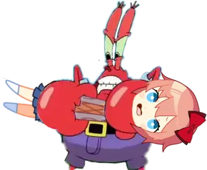 Mr Krabs Anime Crossover PNG image