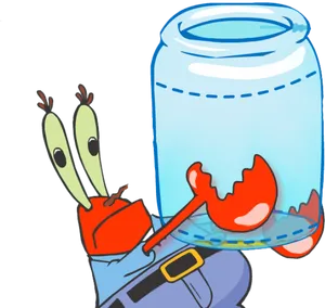 Mr Krabs Holding Jar PNG image