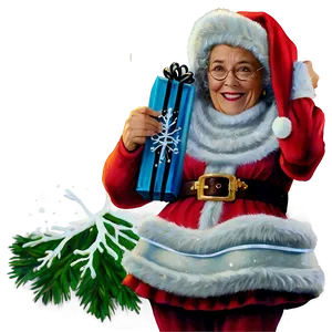 Mrs Claus And Christmas Tree PNG 06292024