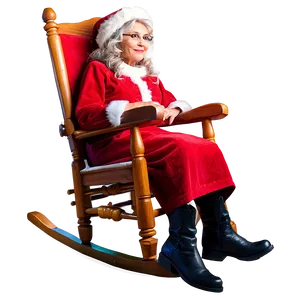 Mrs Claus In A Rocking Chair PNG 62