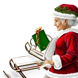 Mrs Claus In Sleigh PNG 06292024