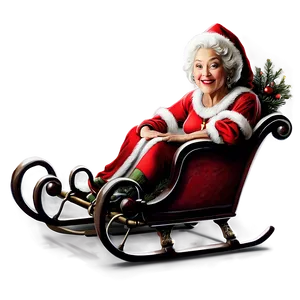 Mrs Claus In Sleigh PNG Xdj41