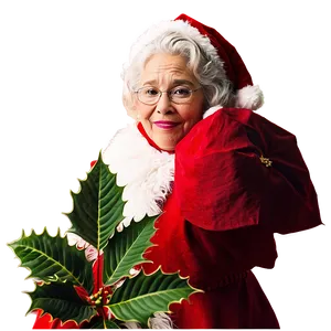 Mrs Claus With A Poinsettia PNG 06292024