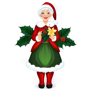 Mrs Claus With A Poinsettia PNG Fpq83