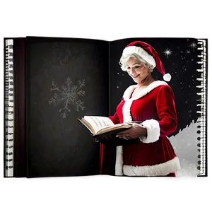Mrs Claus With Christmas Carol Book PNG Cmy PNG