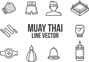 Muay Thai Equipment Icons Set PNG image