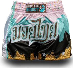 Muay Thai Shorts Colorful Design PNG image