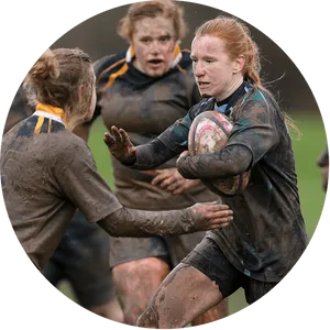 Muddy Rugby Match Action PNG image