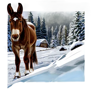 Mule In Snow Scene PNG 72