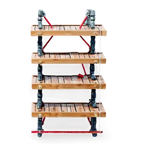 Multi-level Wood Shelf Structures PNG Xns PNG