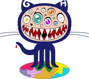 Multieyed Monster Cartoon PNG image