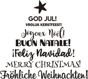 Multilingual Christmas Greetings Graphic PNG
