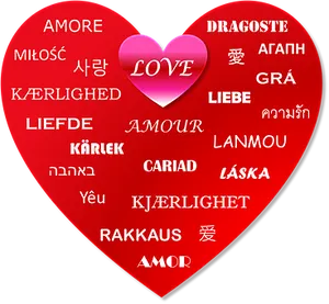 Multilingual Love Heart Graphic PNG image