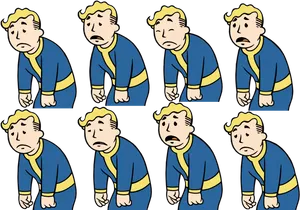 Multiple Sad Fallout Boy Expressions PNG image