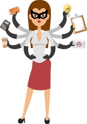 Multitasking Businesswoman Octopus Illustration