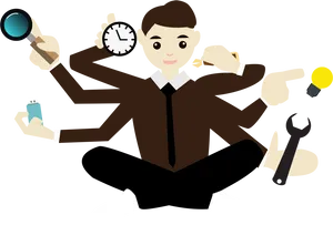Multitasking Professional Cartoon Character