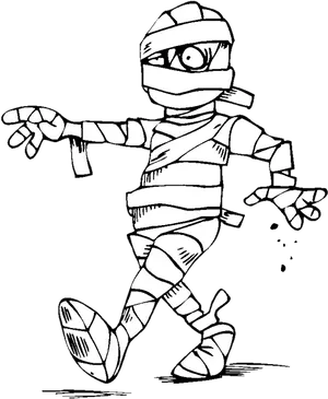 Mummy Cartoon Coloring Page PNG