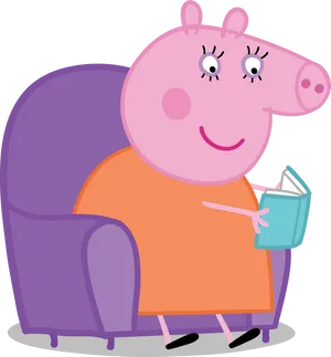 Mummy_ Pig_ Reading_in_ Chair PNG