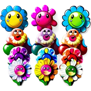 Murakami Flower With Faces Png Pgw PNG image