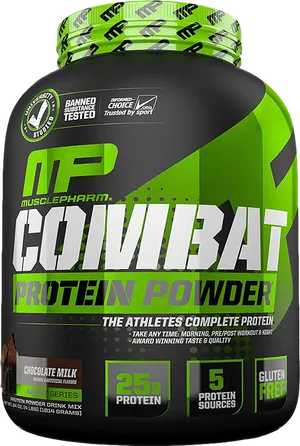 Muscle Pharm Combat Protein Powder Container PNG image
