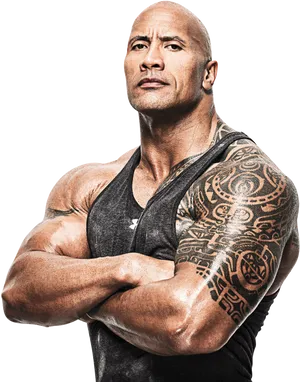 Muscled Manwith Tattoo PNG image