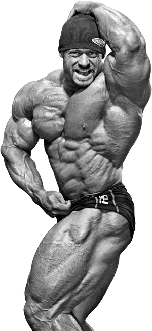 Muscular Bodybuilder Flexing Biceps PNG image