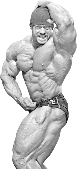 Muscular Bodybuilder Flexing Biceps PNG image