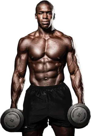 Muscular Bodybuilder Holding Dumbbells PNG image