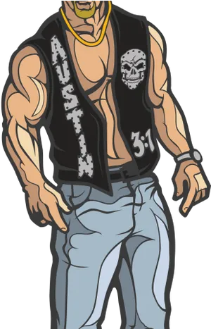 Muscular Cartoon Characterin Vest PNG image