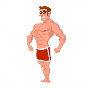 Muscular Cartoon Man Posing.png PNG image