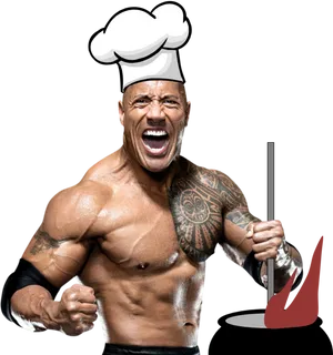 Muscular Chef Cartoon Character PNG image