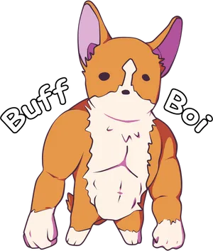 Muscular Corgi Cartoon Illustration PNG image