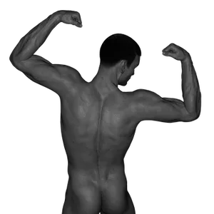 Muscular Male Back Double Biceps Pose