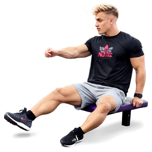 Muscular Man Flexingon Bench PNG image