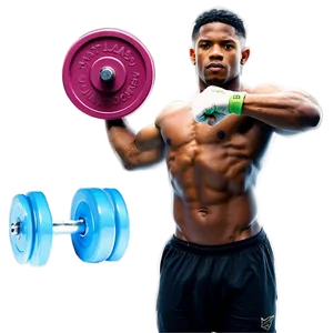 Muscular Man Holding Weights Fitness Concept PNG