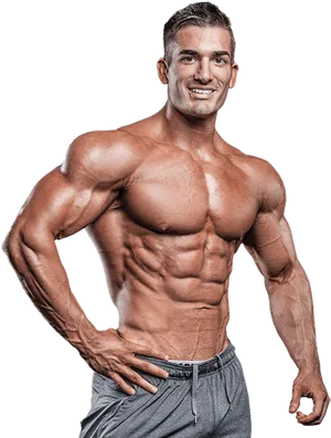 Muscular Man Posing Bodybuilding PNG image
