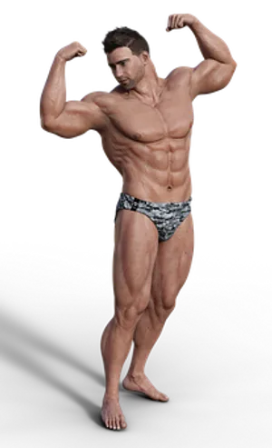 Muscular Man Posing Flexing Biceps