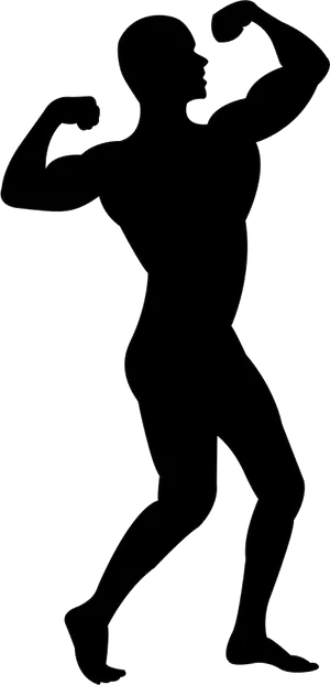 Muscular Man Silhouette Flexing Pose PNG image