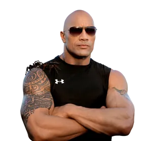 Muscular Man Sunglasses Tattoo PNG image