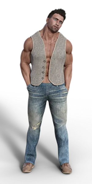Muscular Manin Vestand Jeans