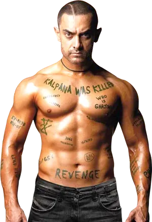 Muscular Manwith Wordson Body PNG image