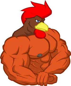 Muscular Rooster Cartoon