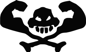 Muscular Skulland Crossbones Graphic PNG image