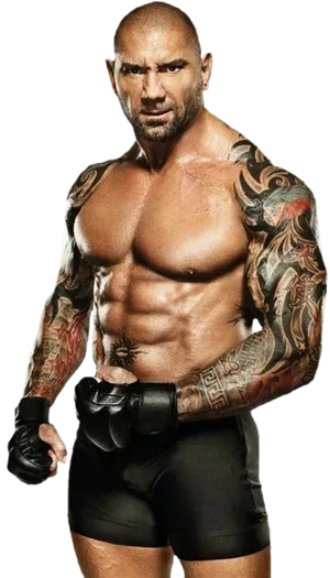 Muscular Tattooed Bodybuilder Portrait PNG image