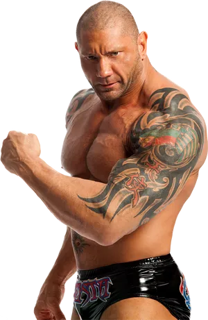 Muscular Wrestler Intimidating Pose PNG image