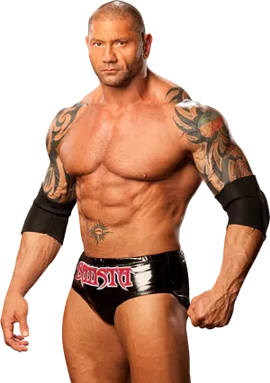 Muscular Wrestlerwith Tattoos PNG