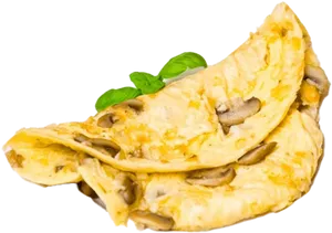 Mushroom Omelettewith Basil Top View PNG